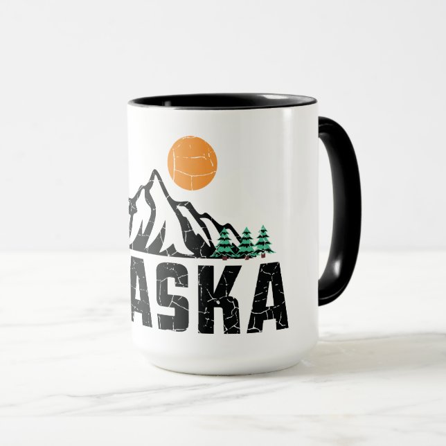Retro Alaska Mountain Sunset Mug (Front Right)