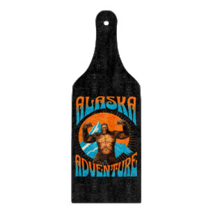 Retro Alaska Sasquatch Mountain Adventure Cutting Board