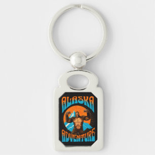 Retro Alaska Sasquatch Mountain Adventure Key Ring