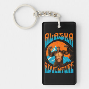 Retro Alaska Sasquatch Mountain Adventure Key Ring