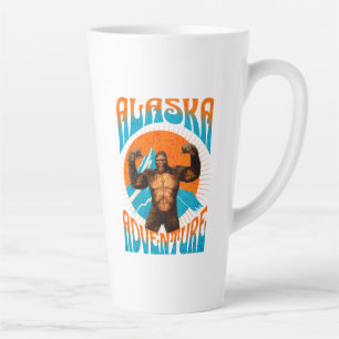 Retro Alaska Sasquatch Mountain Adventure Latte Mug