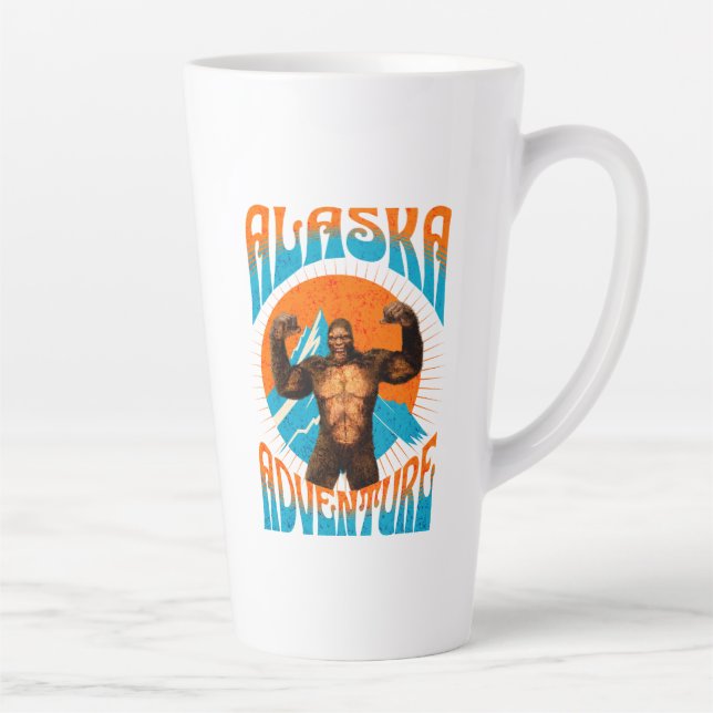 Retro Alaska Sasquatch Mountain Adventure Latte Mug (Right)