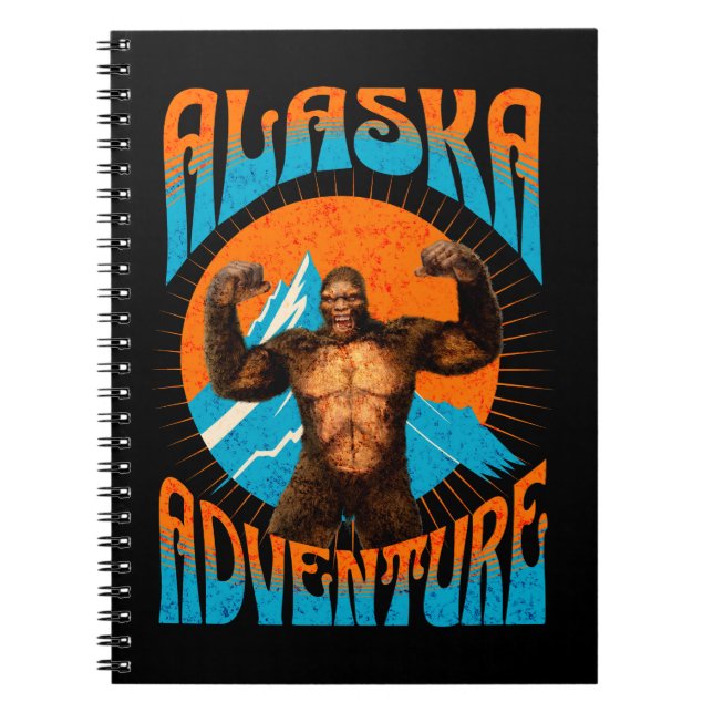 Retro Alaska Sasquatch Mountain Adventure Notebook (Front)