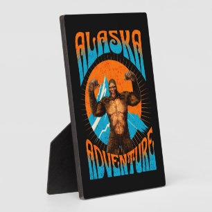 Retro Alaska Sasquatch Mountain Adventure Plaque