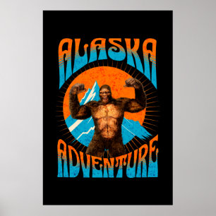 Retro Alaska Sasquatch Mountain Adventure Poster
