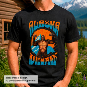 Retro Alaska Sasquatch Mountain Adventure T-Shirt