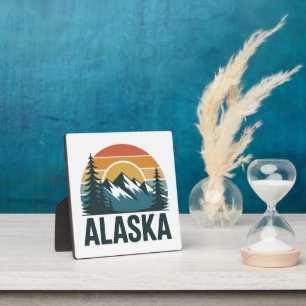 Retro Alaska Sunset Adventure Home Decor Plaque