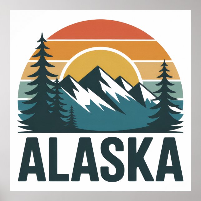 Retro Alaska Sunset Adventure  Poster (Front)
