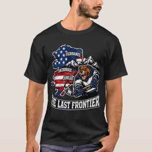 Retro Alaska The Last Frontier Ice Hockey Bear Map T-Shirt