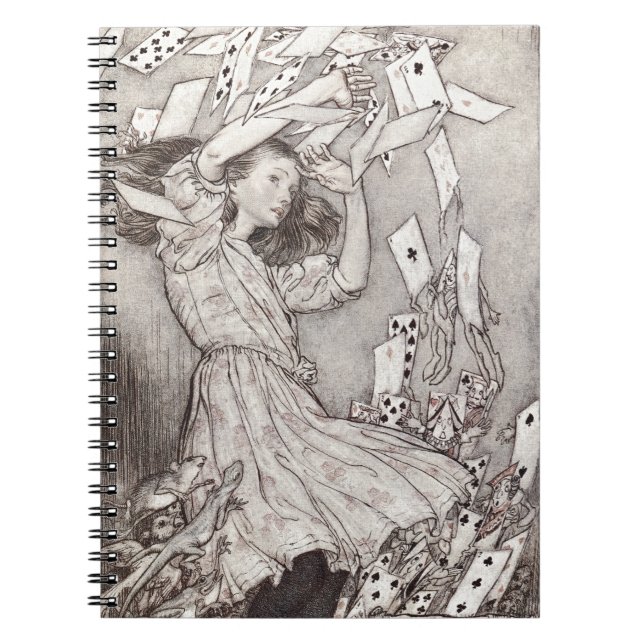 Retro Alice Falling Cards Victorian Design Notebook (Front)