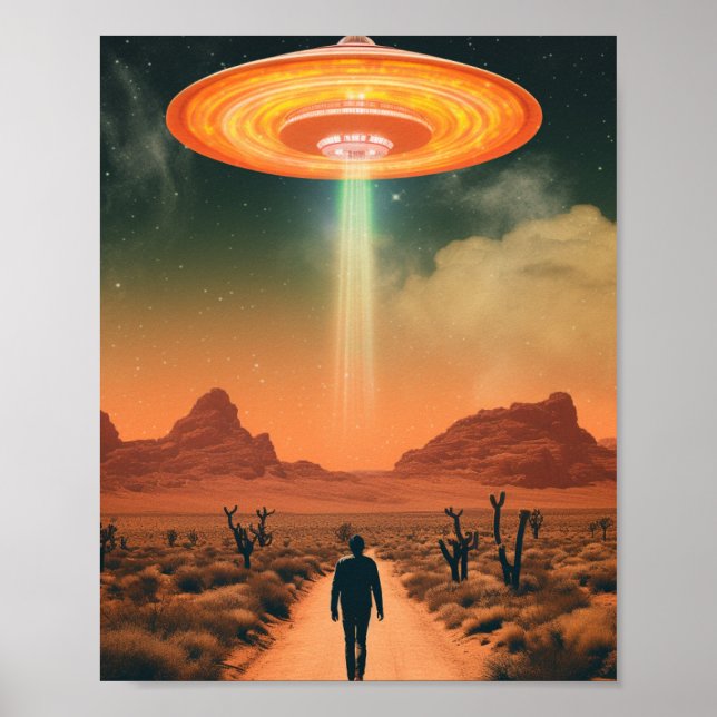 Retro Alien Abduction From the Desert Poster (Front)