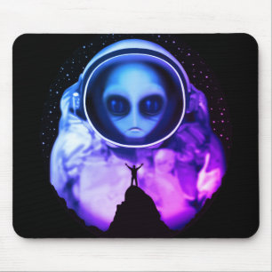 Retro Alien Astronaut Mouse Pad
