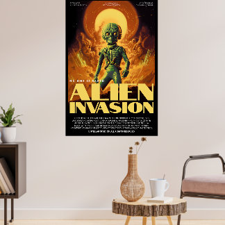 Retro Alien Sci-Fi Movie Inspired Wall Poster