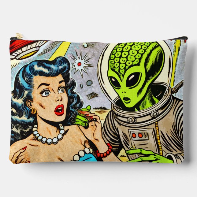 Retro Alien Science Fiction Comics Accessory Pouch (Front)