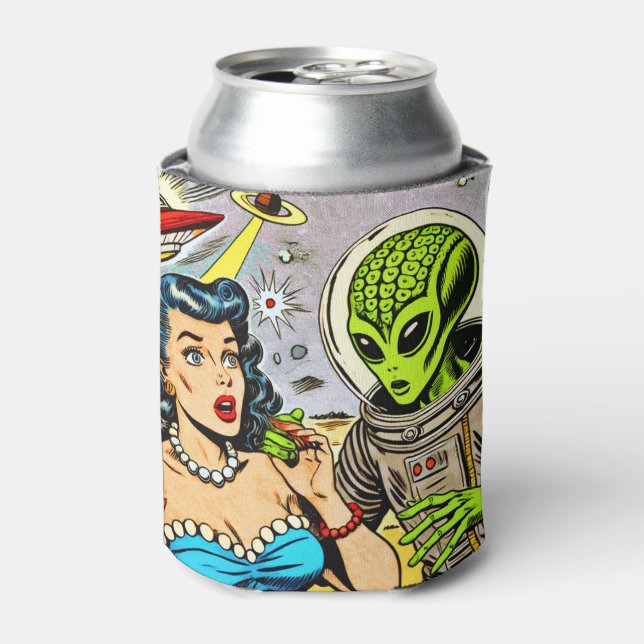 Retro Alien Science Fiction Comics Can Cooler (Can Front)