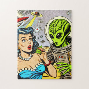 Retro Alien Science Fiction Comics Jigsaw Puzzle