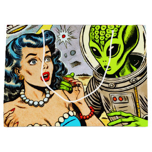 Retro Alien Science Fiction Comics Large Gift Bag