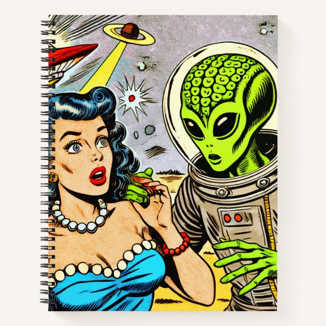 Retro Alien Science Fiction Comics Notebook (Front)