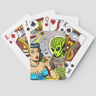 Retro Alien Science Fiction Comics Playing Cards