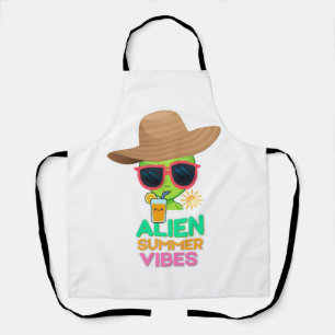 Retro Alien Summer Beach Vibes Apron