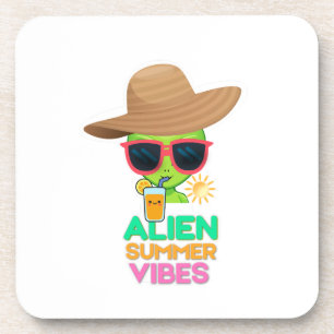 Retro Alien Summer Beach Vibes Coaster