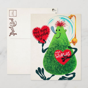 Retro Alien Valentine's Day Postcard