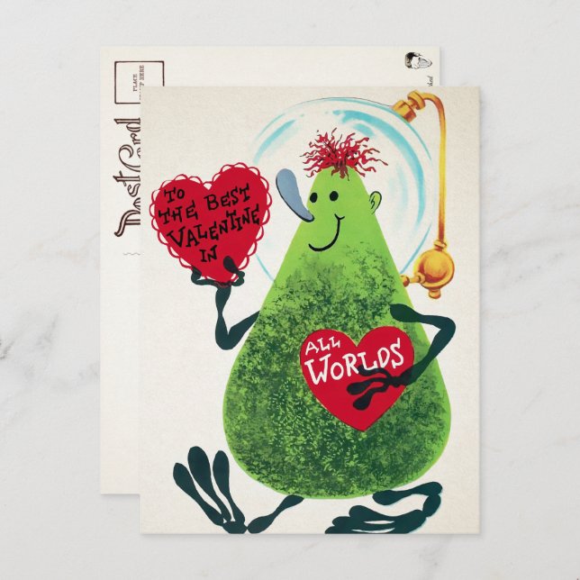 Retro Alien Valentine's Day Postcard (Front/Back)