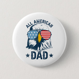 Retro All American Dad 4th Of July Shirt Daddy Eag 6 Cm Round Badge
