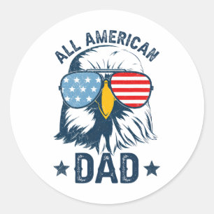 Retro All American Dad 4th Of July Shirt Daddy Eag Classic Round Sticker