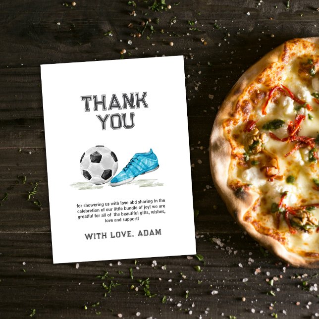 Retro All Star Soccer Sport Boy Baby Shower  Thank You Card (Retro All Star Soccer Sport Boy Baby Shower Thank You Card)