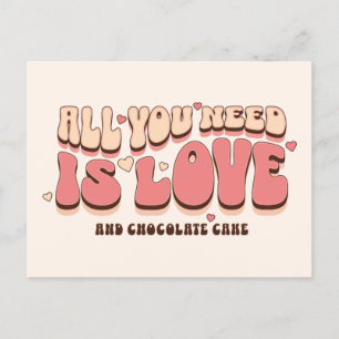Retro All You Need is Chocolate Cake Holiday Postcard