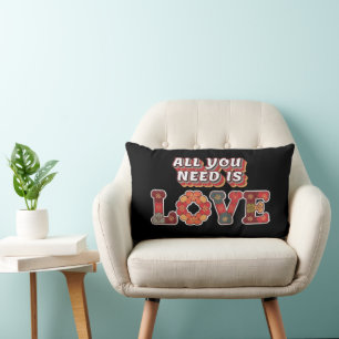 Retro "All You Need Is Love" Lumbar Cushion