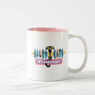 retro alley cats lounge sign Two-Tone coffee mug