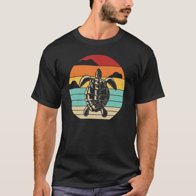 Retro Alligator Snapping Red Eared Slider  Turtle  T-Shirt (Front)