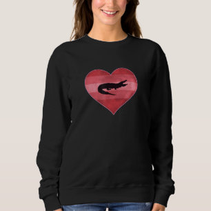 Retro Alligator Valentines Day Heart Love Womens Sweatshirt