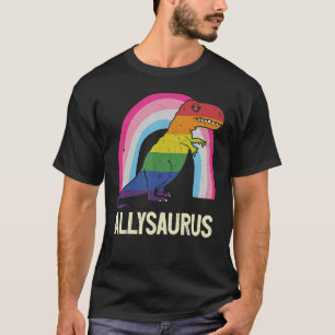 Retro Allysaurus Rainbow Cute Trex Dinosaur LGBT G T-Shirt