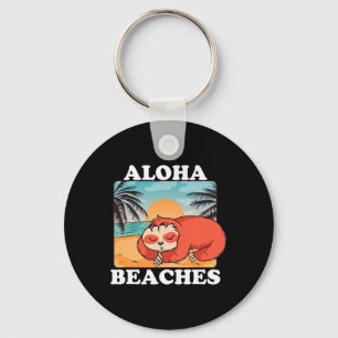 Retro Aloha Beaches Funny Sloth Matching Family Be Key Ring