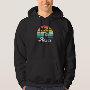 Retro Aloha Hawaii Hawaiian Island Palm Tree Beach Hoodie