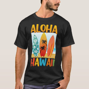 Retro Aloha Hawaii Hawaiian Island Surfboard Surfe T-Shirt