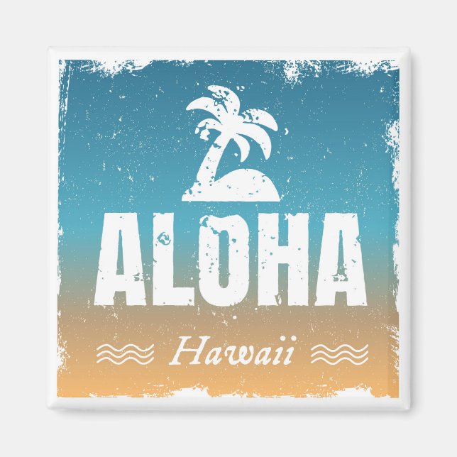 Retro Aloha Hawaii Magnet (Front)