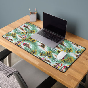 Retro Aloha Shirt with Surf Boards Desk Mat