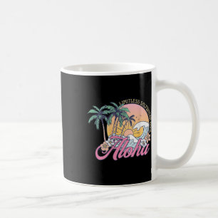Retro Aloha Sunset Palm Trees Tropical Flowers Sur Coffee Mug