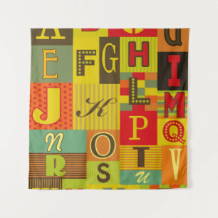 retro alphabet design. Vintage illustration Tapestry