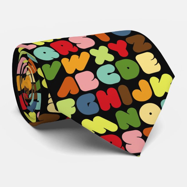 Retro Alphabet Letters Teacher tie (Rolled)