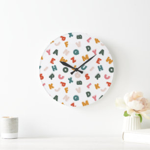 Retro Alphabet Soup Kids Large Clock