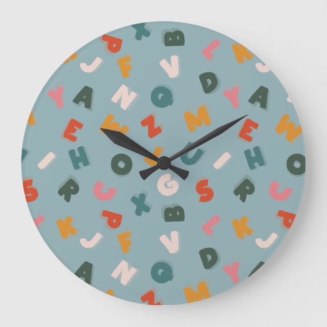 retro alphabet soup kids large clock (Front)