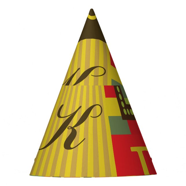 Retro alphabet, vintage charm party hat (Front)