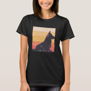 Retro Alsatian Breed Sunset Aesthetic German Sheph T-Shirt