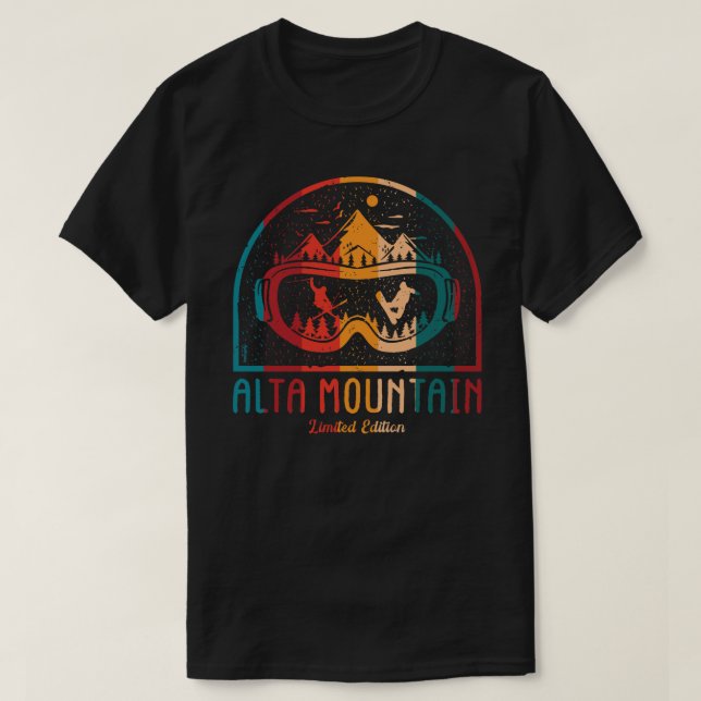 Retro Alta Mountain Ski Adventure is Waiting T-Shirt (Design Front)