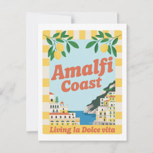 Retro Amalfi Coast Italy Living la Dolce Vita Postcard